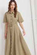 TERRACOTTA TRAIL WOVEN MIDI DRESS