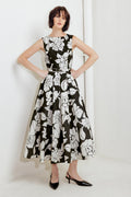 SILENT HEART BLACK WOVEN MIDI DRESS