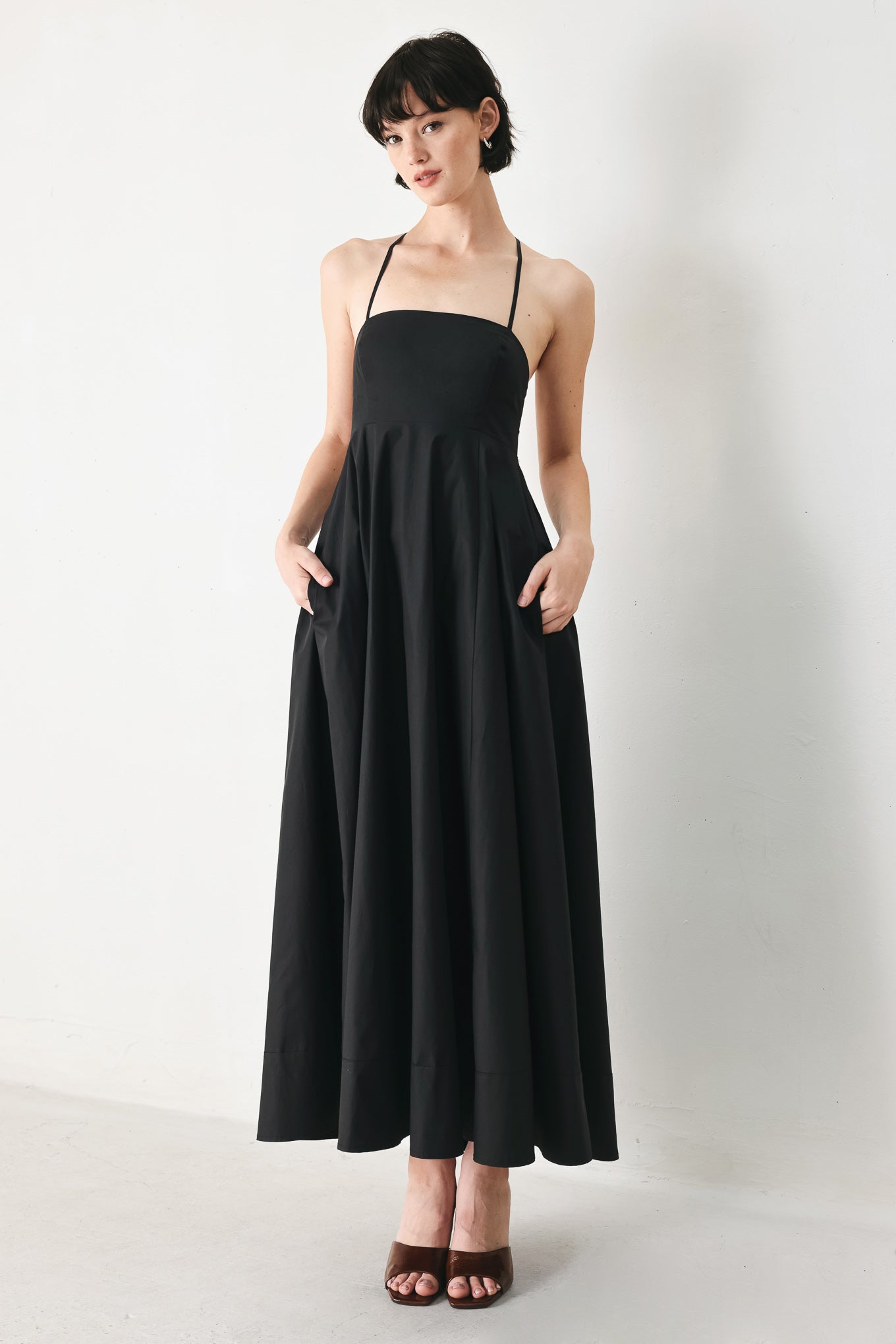 PURE LINE WOVEN MIDI DRESS