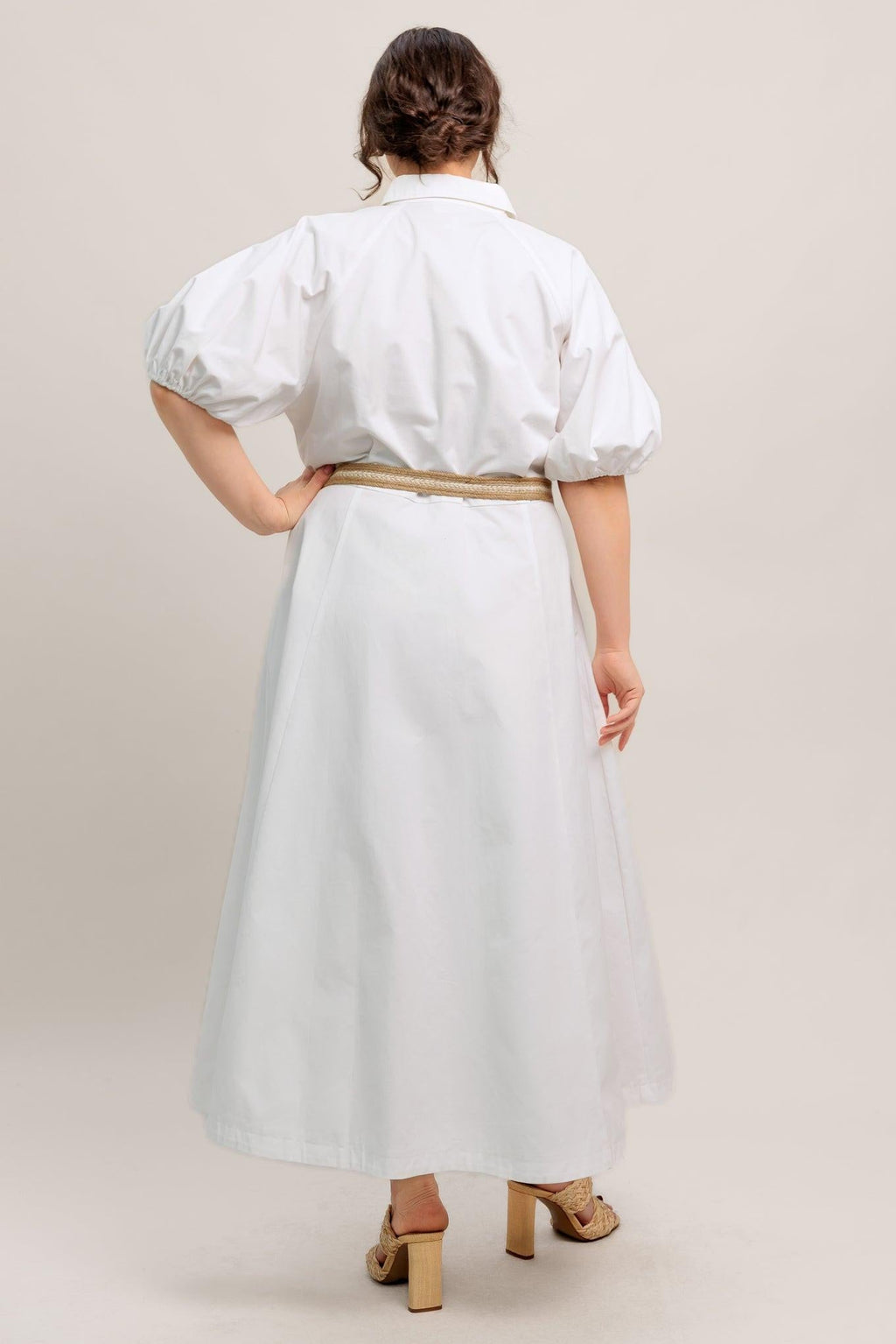 RELAXED TAILOR WOVEN MIDI DRESS