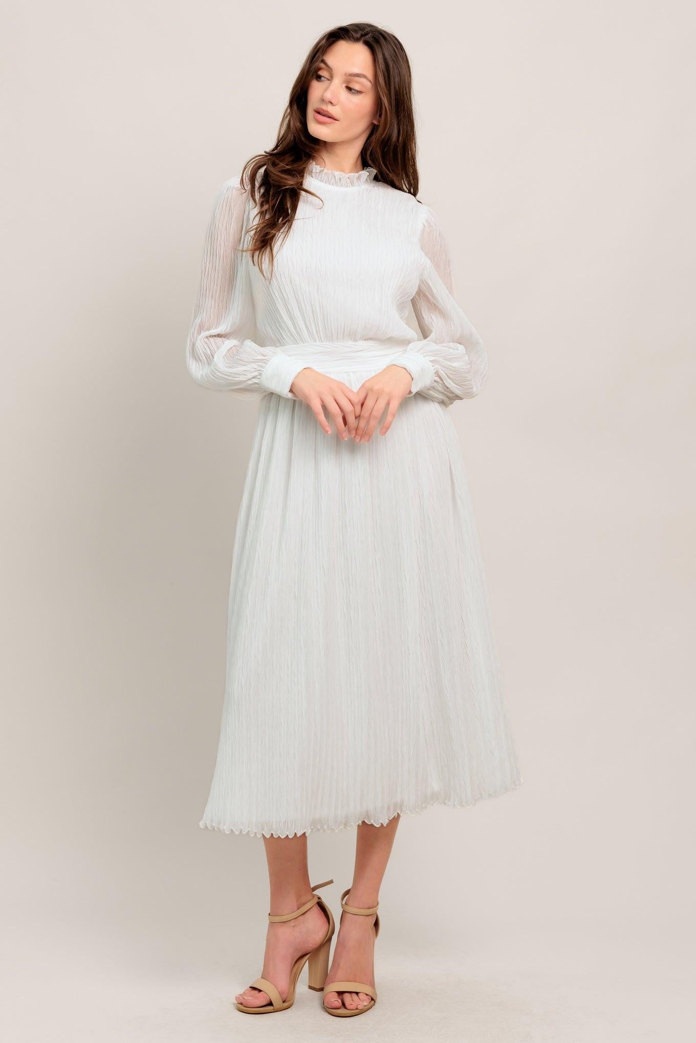FOREVER WAITING WOVEN MIDI DRESS