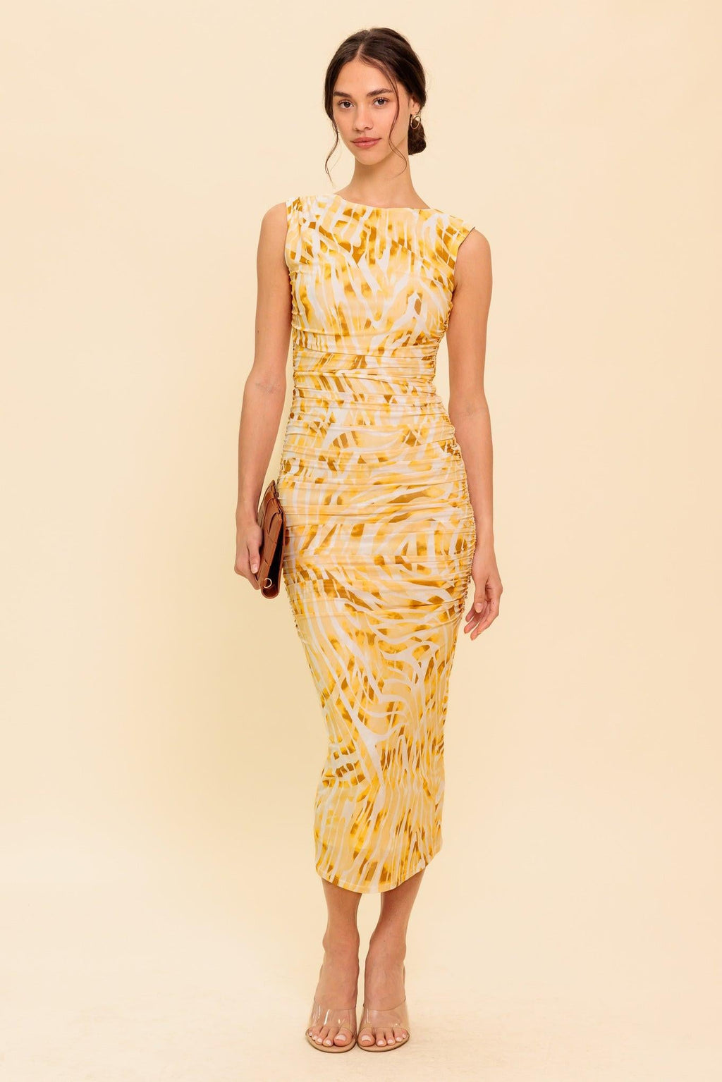 SWEET AS EVER POWER MESH BODYCON MIDI DRESS
