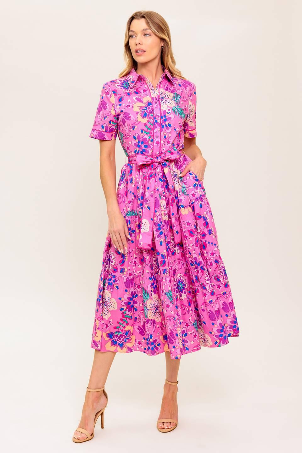 CELESTIAL SKIES WOVEN MIDI DRESS