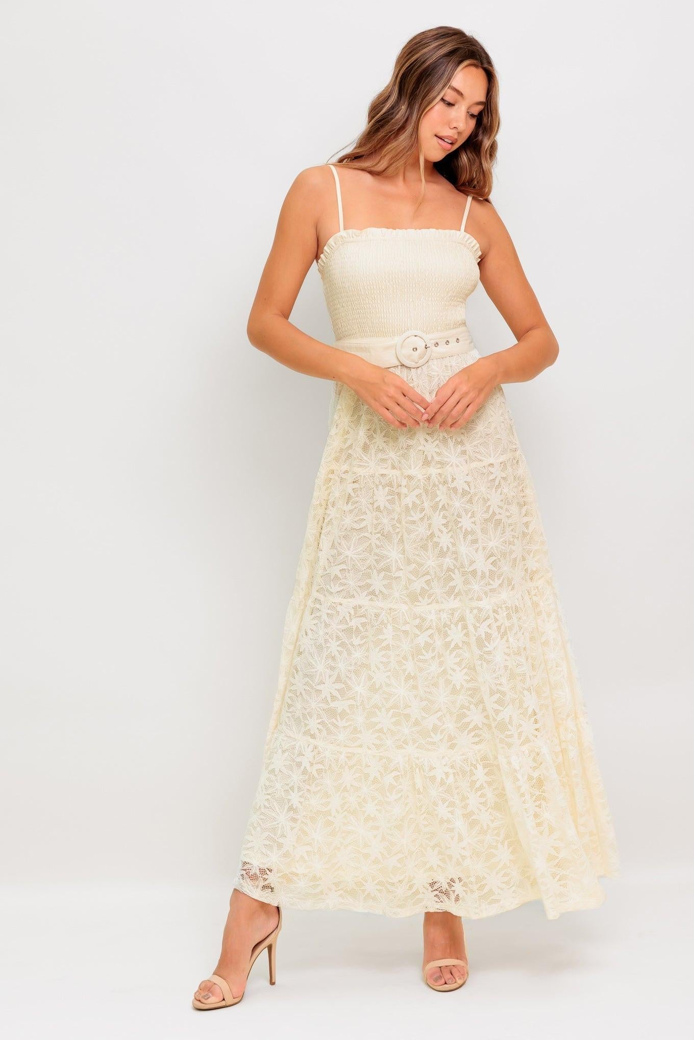 PARADISE AWAITS WOVEN LACE ANKLE DRESS