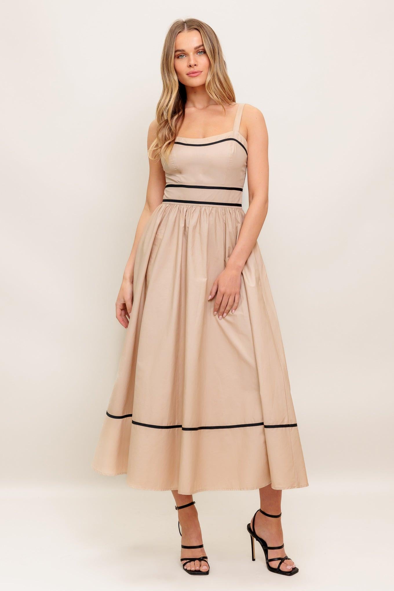 QUIET LUXE STRAP WOVEN MIDI DRESS