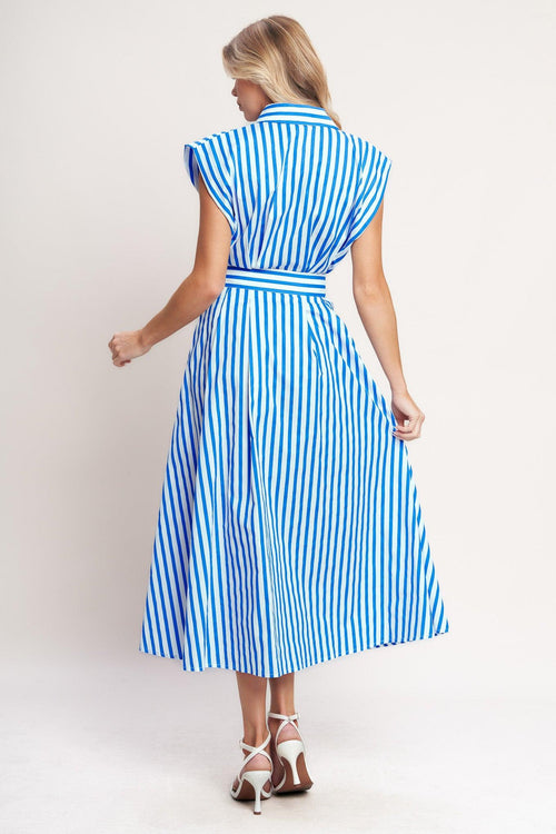 BISTRO STRIPE WOVEN MIDI DRESS