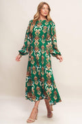 MODERN RETRO BLOOM WOVEN MIDI DRESS