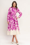 BERRY PETAL WOVEN MIDI SHIRT DRESS