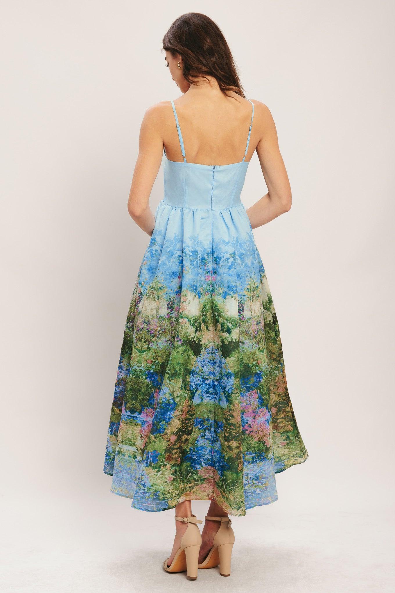 IMPRESSION GARDEN WOVEN MIDI DRESS