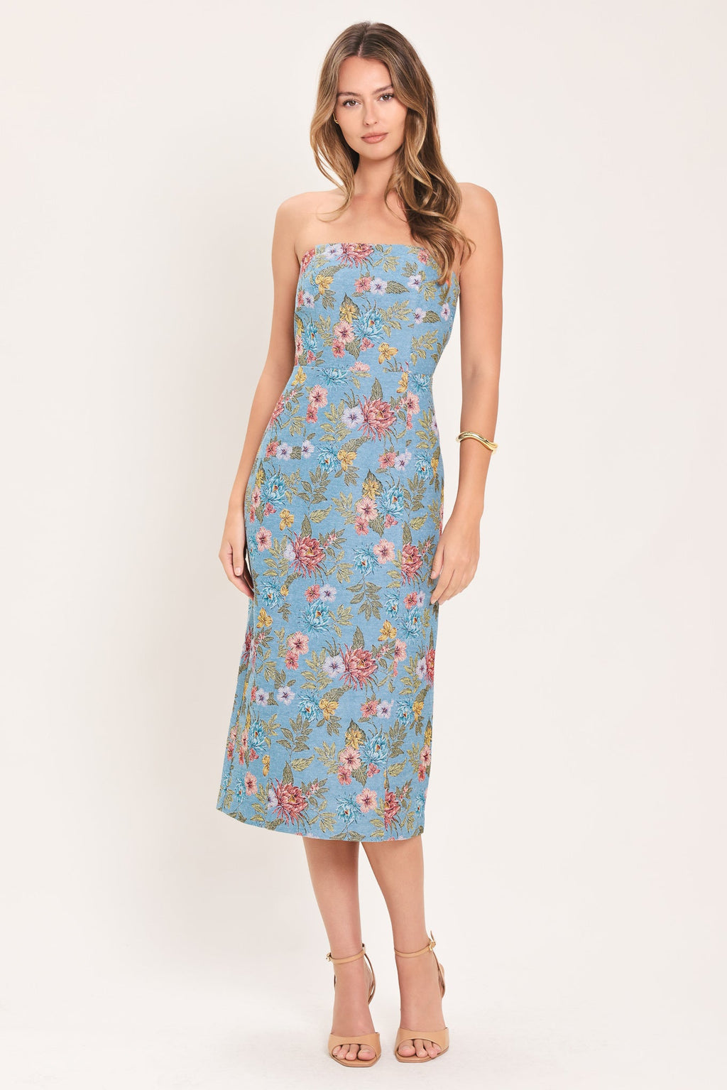 CELESTIAL GARDEN JACQUARD WOVEN TUBE DRESS