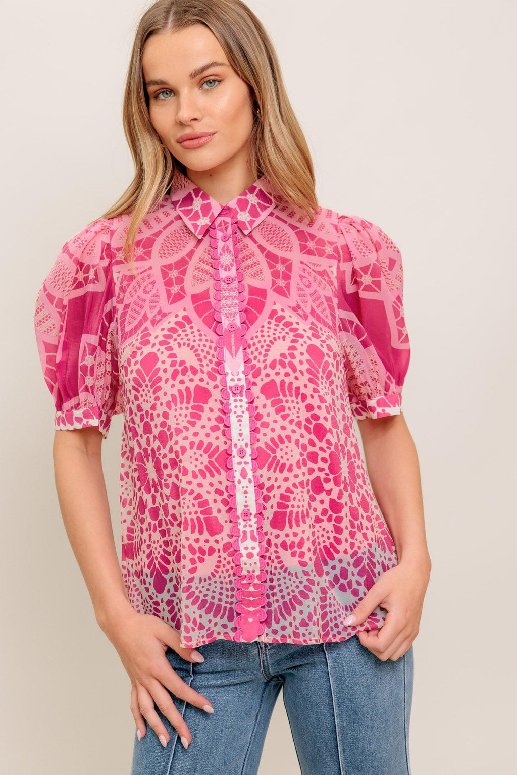 PRECIOUS HEART WOVEN TOP