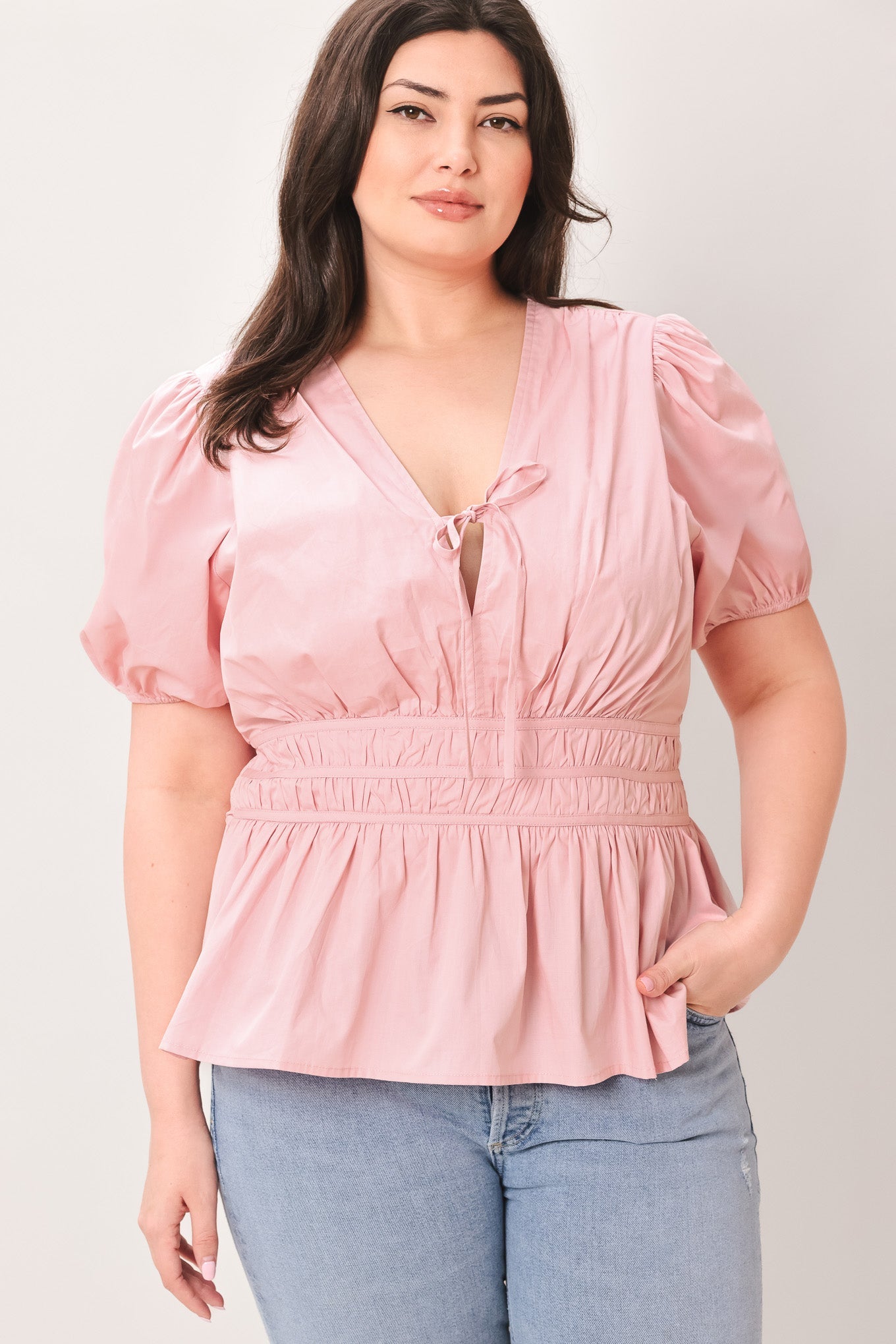 LOVELY CHARM PINK WOVEN TOP