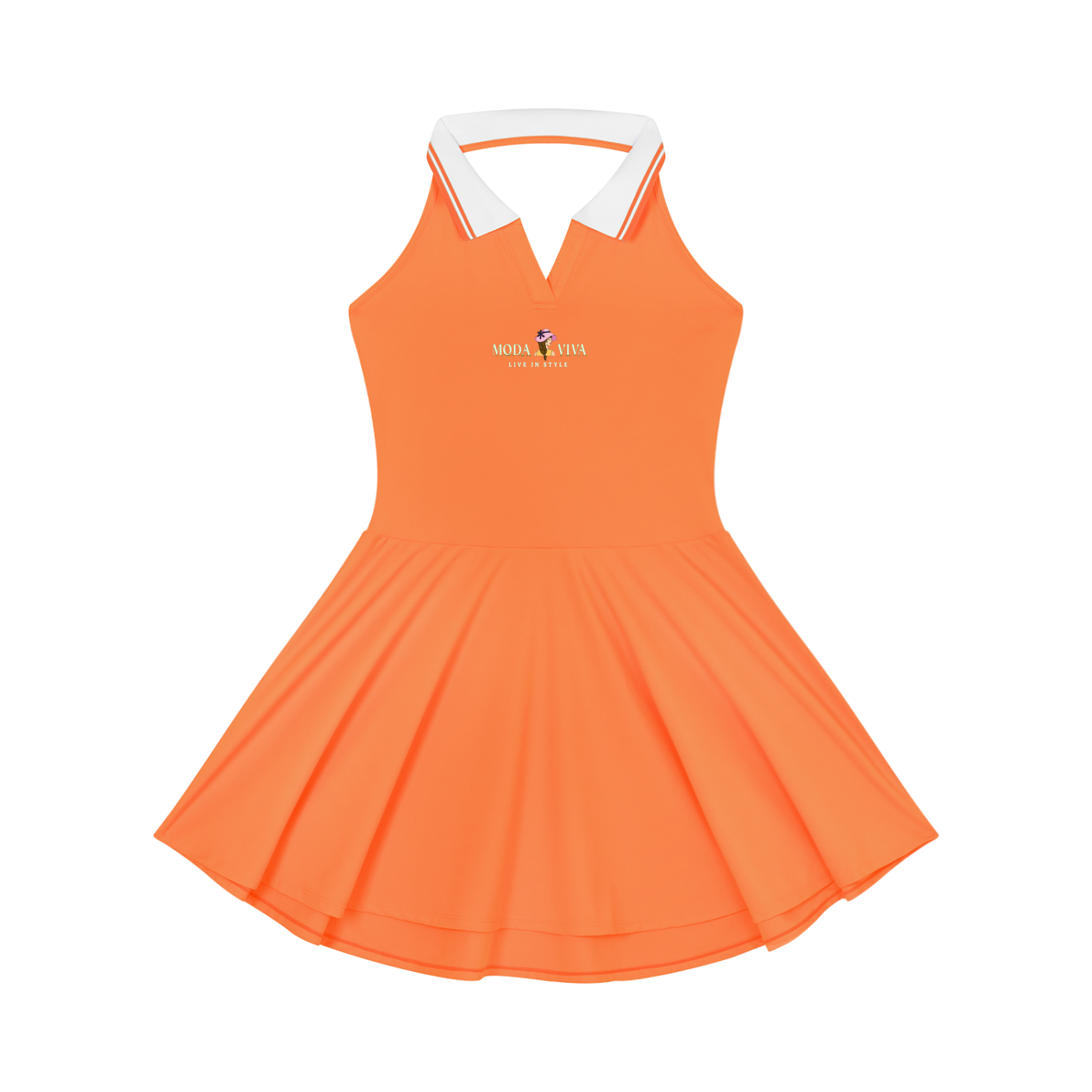 Vestido de tenis acampanado con cuello halter para mujer