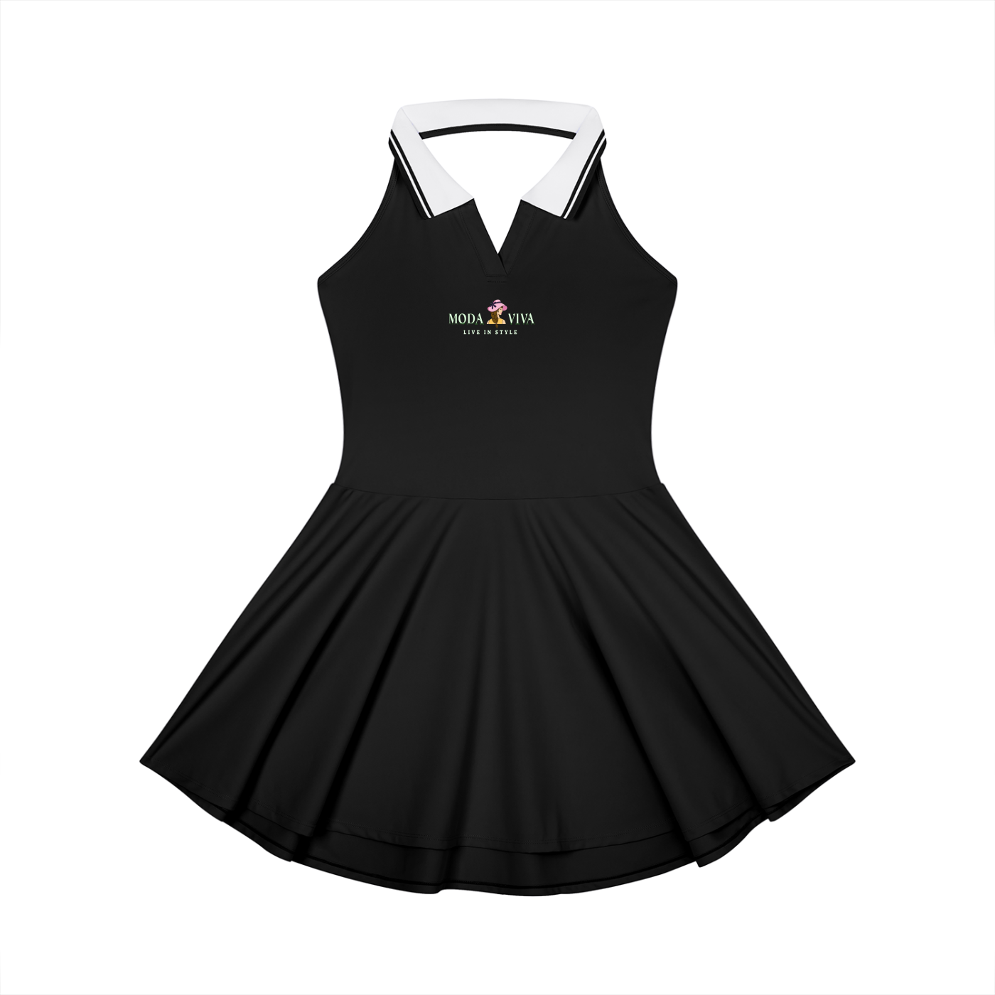 Vestido de tenis acampanado con cuello halter para mujer