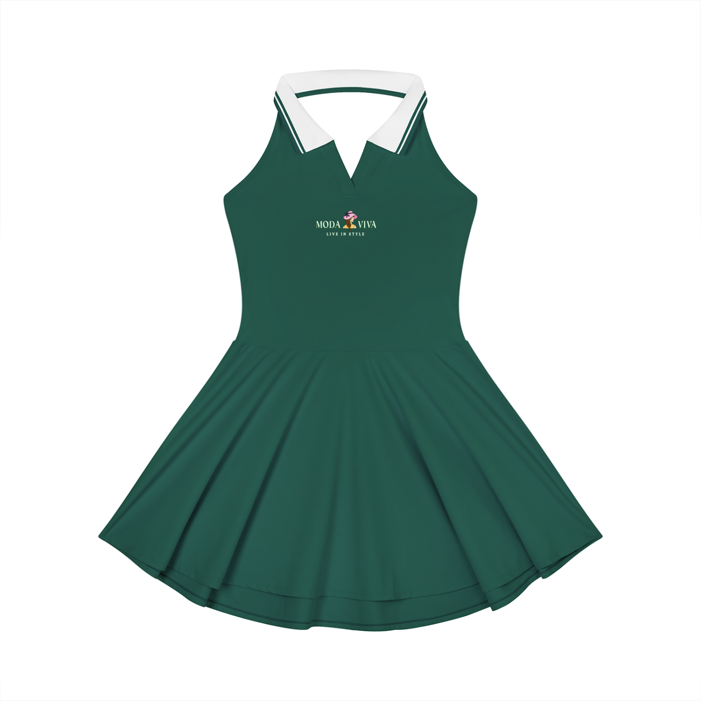 Vestido de tenis acampanado con cuello halter para mujer