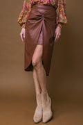 CHOOSE US LEATHER MIDI SKIRT
